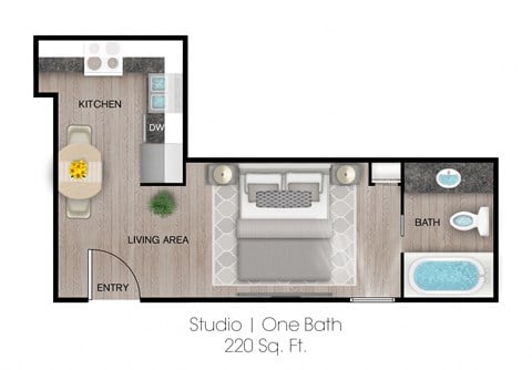 Floor plan for studio, 256 sqft